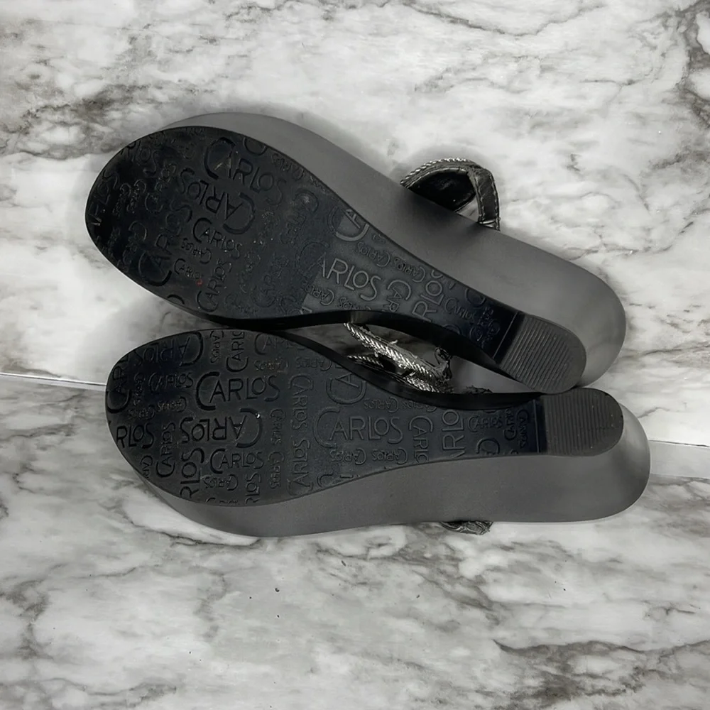 Carlos by Carlos Santana Women Pewter Kona Wedge Sandal Size 6.5
